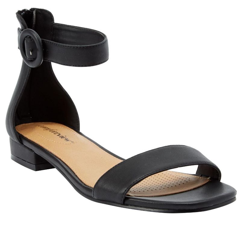 Comfortview The Alora Sandal - 7 M, Black (Wide Widths Available)