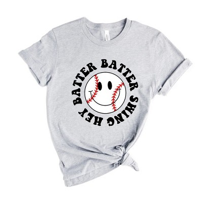 Simply Sage Market Women's Hey Batter Batter Smiley Face Short Sleeve Graphic Tee