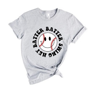 Simply Sage Market Women's Hey Batter Batter Smiley Face Short Sleeve Graphic Tee - 1 of 4