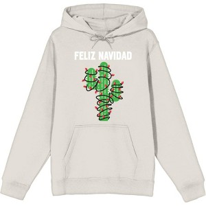 Feliz Navidad Christmas Cactus Adult Long Sleeve Hoodie - 1 of 2