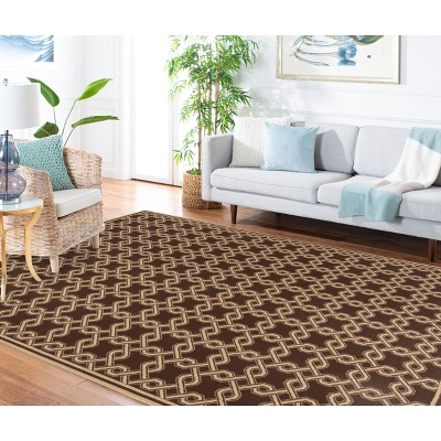 Hand-Knotted Chocolate and Cream Rectangular Viscose Rug