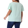 Agnes Orinda Women's Plus Size Ruffle Sleeve V Neck Smocked Shoulder Chiffon Summer Blouses - 4 of 4