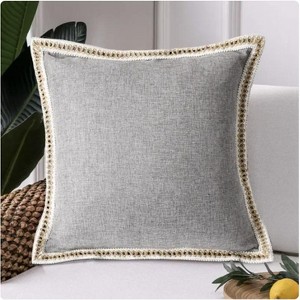 WiKineon Two-Piece Retro Linen-Trimmed Pillowcases ¨C Vintage-Inspired Design with Linen Accents, Soft & Breathable Fabric for Comfortable Sleep - 1 of 4