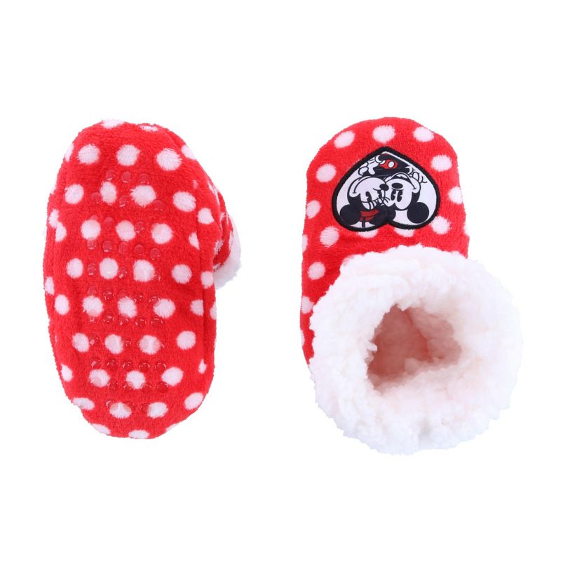 Textiel Trade Kids' Disney Mickey and Minnie Mouse Polka Dot Bootie Slipper, 3 of 4