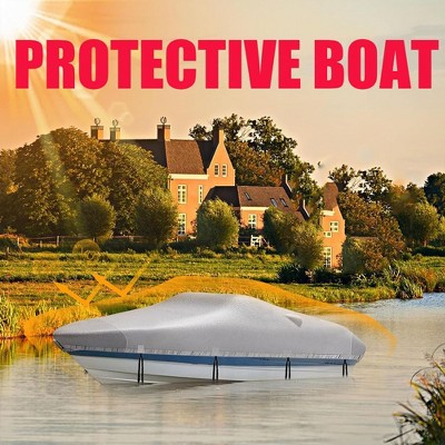 17Ft Gray Heavy Duty Waterproof Oxford Cloth Boat Cover with Storage Bag