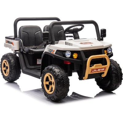 24V Kids 2-Seater Ride On Dump Truck, 4×35W Motors, Electric Bed, Shovel, Remote, Bluetooth, Music & LED Lights