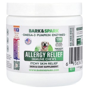 Bark&Spark Allergy Relief Immune Chews, Itchy Skin Relief, For Dogs, Peanut Butter, 120 Soft Chews, 9.3 oz (264 g) - 1 of 3