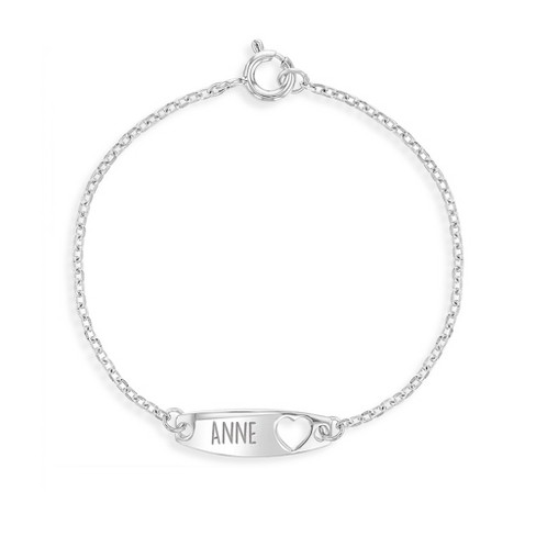 Baby Girls' Heart Cutout Tag Id Bracelet Sterling Silver - In Season ...