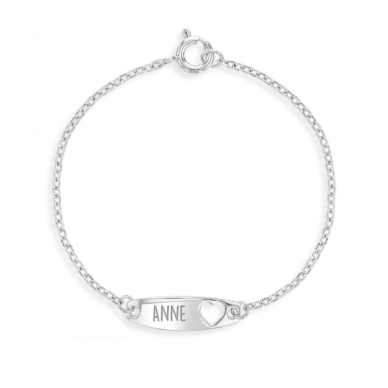 Baby Girls' Heart Cutout Tag ID Bracelet Sterling Silver - In Season Jewelry, 1 of 6
