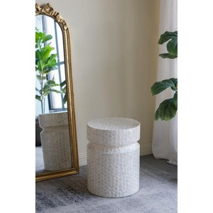 HDZNVF 14x14x18 inch Round Wooden Accent End Table with White Finish - 1 of 4