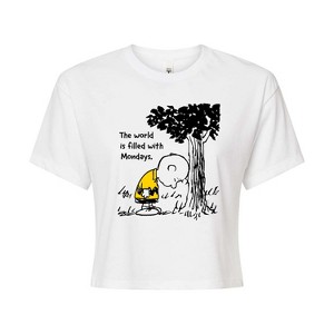 Women's - Peanuts - World Filled With Mondays Cropped Graphic T-Shirt - 1 of 4