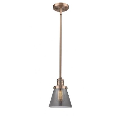 Cone - 1 Light Stem Hung Mini Pendant In Industrial Style-8 Inches Tall and 6 Inches Wide