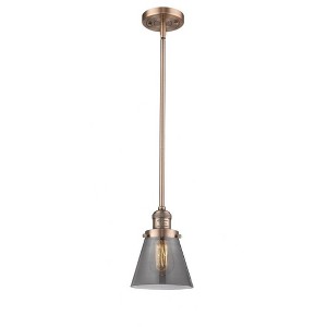 Cone - 1 Light Stem Hung Mini Pendant In Industrial Style-8 Inches Tall and 6 Inches Wide - 1 of 1
