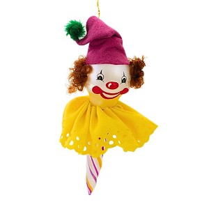 De Carlini Italian Ornaments 7.5 Inch Shortie Icicle Clown Face Christmas Tree Ornament , Circus Italian Christmas Ornament (1PC) - 1 of 4
