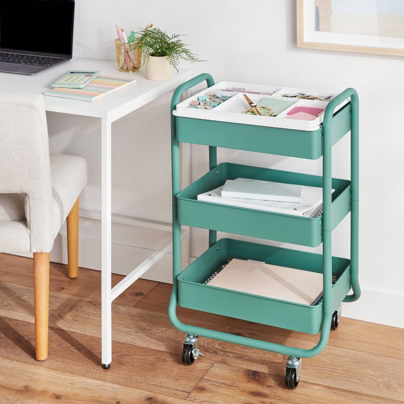 3 Tier Rolling Cart Reversible Organizer Lid - Brightroom&#8482;: Polypropylene, White, No Assembly, Universal Storage, 3 of 8
