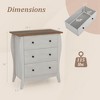 Costway 1/2 PCS 30" Farmhouse Chest of Drawers with 3 Folding Fabric Drawers Anti-tipping Kit Gray - 3 of 4