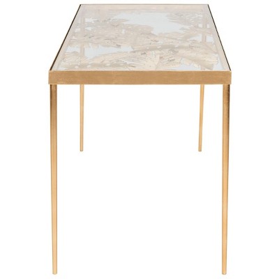 47'' Luxurious Gold Leaf Palm Leaf Glass Home Office Desk
