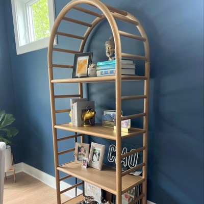 72" Holladay Curved Wooden Bookcase Natural - Threshold™ Designed With