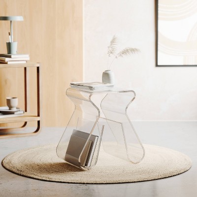 Clear Acrylic Rectangular Side Table with Storage