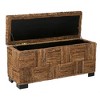 East at Main Marina Abaca Double Bench with Storage Brown: Handwoven, Flip-Top Lid, Coastal Design - 4 of 4