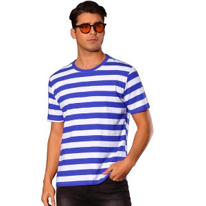 INSPIRE CHIC Men's Regular Fit Short Sleeve Crew Neck Casual Striped T-Shirt - 1 of 4