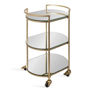 Kate and Laurel Vasseur Round Metal Bar Cart, 19x15x30, Gold - 1 of 4