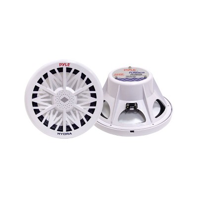 Pyle PLMRW8 8 Inch 400 Watt 4 Ohm Water Resistant Marine Grade Boat Car ATV UTV SingleSubwoofer, White