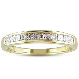 Pompeii3 3/8ct Princess Cut Diamond Wedding Ring 14K Yellow Gold - 1 of 4