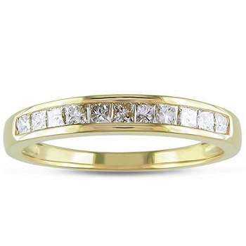 Pompeii3 3/8ct Princess Cut Diamond Wedding Ring 14K Yellow Gold