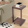 YIYIBYUS Solid Wood C-Shaped Side Table with Drawer & Lockable Wheels - 2 of 4
