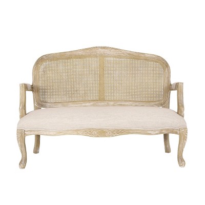 Saley French Country Wood and Cane Loveseat - Christopher Knight Home