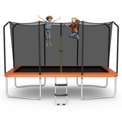 Safstar 8x14FT Rectangular Recreational Trampoline W/Safety Enclosure Net Ladder Outdoor
