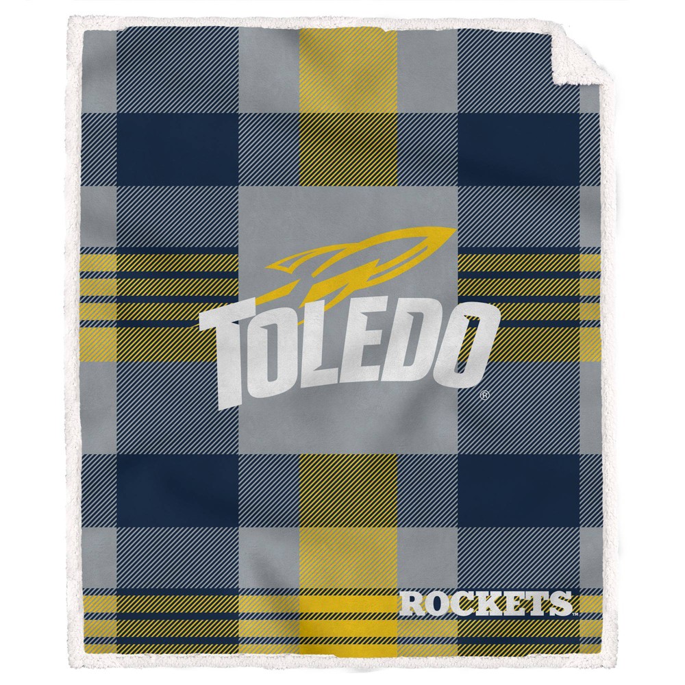 Photos - Duvet NCAA Toledo Rockets Plaid Steel Royal Plush Faux Shearling Blanket