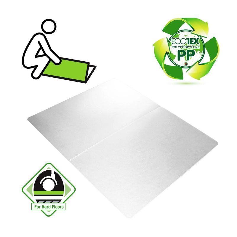 Polypropylene Anti Slip Foldable Chair Mat for Hard Floors Rectangular White - Floortex, 1 of 10