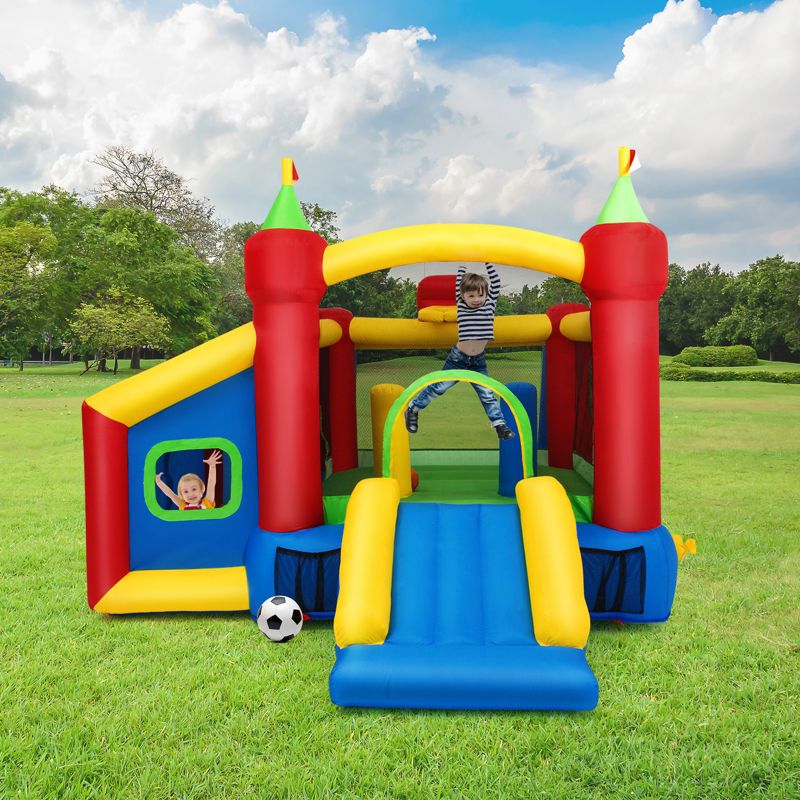 Costway Inflatable Bounce House, 7-in-1 Jump and Slide Bouncer w/ Basketball Rim, Football & Ocean Ball Playing Area, Dart Target(Without Blower), 3 of 10