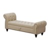 PAGED Modern Storage Bench, Tufted Velvet Ottoman with Storage, Antique Copper Nails Bed Bench with High Backrest, Entryway Bench - 4 of 4