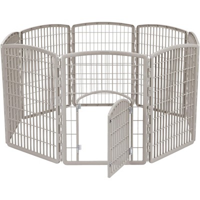 Silver 34"H Plastic 8-Panel Pet Playpen with Door