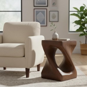 Homy Casa Twist Shape Sculptural Side Table, Magnesium Oxide Accent Table - 1 of 4