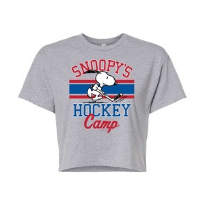 Women's - Peanuts - Snoopy's Hockey Camp Cropped Graphic T-Shirt - 1 of 4