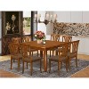 HomeStock 9-Piece Square Saddle Brown Finish Solid Wood Top Dining Table with 8-Chairs - 2 of 4