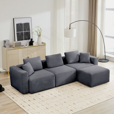 Hyleory Sectional Compression Sofa, Indoor Furniture Convertible Modular Compression Sectional Sofa Set