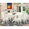 HomeStock 7-Piece dining table Set- 6 Dining Chairs with Linen Fabric Seat - Butterfly Leaf Modern Oval Dining Table - Linen White Finish - 2 of 4