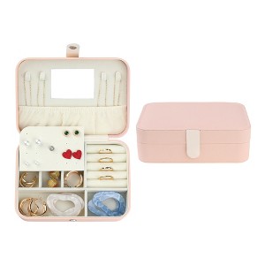 Unique Bargains Portable PU Leather Travel Jewelry Box with Mirror - 1 of 4