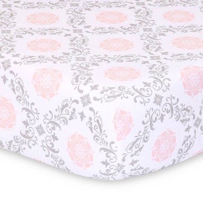 The Peanutshell Fitted Crib Sheet - Brianna Pink Floral