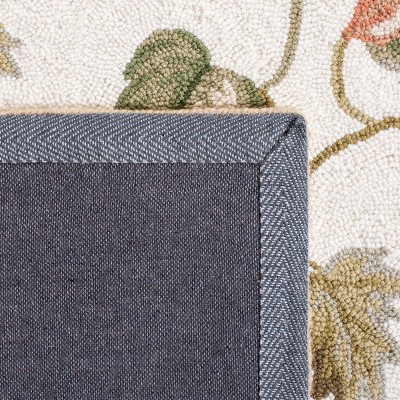 Ivory Floral Hand-Hooked Wool Area Rug, 3'9" x 5'9"