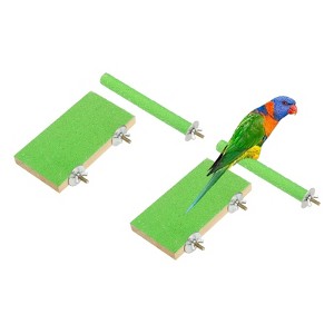 Unique Bargains Bird Perch Stand Wooden Parrot Perch Stand Toy Paw Grinding Stick Bird Cage Accessories 4 Pcs - 1 of 4