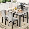 Hooseng 5-Piece Dininng Room Table Set with 4 Uphosltered Dining Chairs, Faux Marble Table Top and Metal Frame Space-Saving Dining Table Set for 4 - 3 of 4