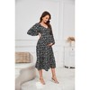 Maternity Women's Long Sleeve Button Front Midi Pregnancy Dress - 2 of 4