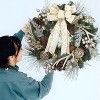 Acekool 24-Inch Pre-Lit Winter Wreath with LED Lights, Champagne Gold Faux Antlers, Pine Cones, Ball Ornaments, Battery-Operated - 3 of 4