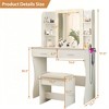 SKRAN Vanity Desk with Mirror and Lights, Makeup Vanity with Power Outlet & Hair Dryer Rack,3 Adjustable Lighting Colors for Bedroom, White - 3 of 4